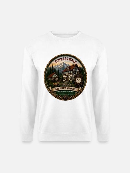 Schwarzwald mit Berge Wald Landschaft Hirsch Uhr - Unisex Pullover - Weiß