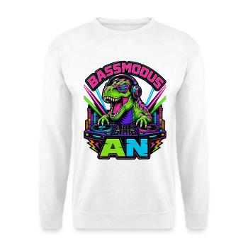 Bass mode on – Neon dinosaurs at the DJ booth - Unisex Sweatshirt - white - Front