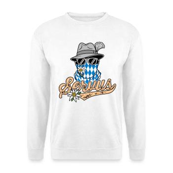 Homme bavarois à lunettes et chapeau bavarois Servus - Sweat-shirt Unisexe - blanc - Devant