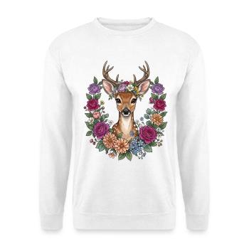Deer Flowers Folk Festival Traditional Costumes Replacement Gift - Unisex Sweatshirt - white - Front