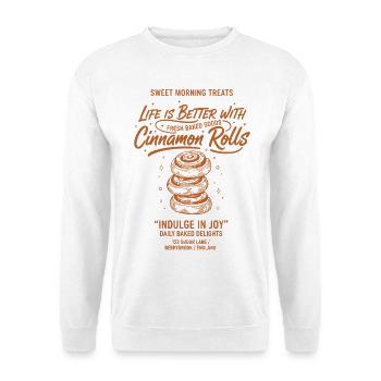 La vie au petit-déjeuner est meilleure avec des roulés à la cannelle - Sweat-shirt Unisexe - blanc - Devant