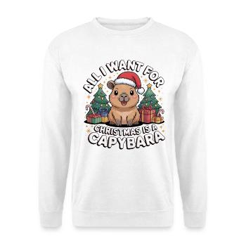 Vœu de Noël capybara - Sweat-shirt Unisexe - blanc - Devant