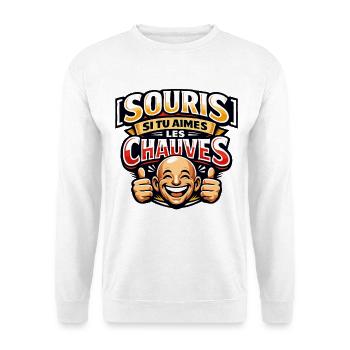 Souris Si tu aimes les chauves Französischer Humor - Unisex Pullover - Weiß - Vorne