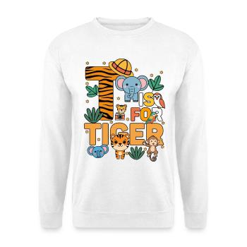 T steht für Tiger Zoo Party Dschungel Zoo Geburtstag - Unisex Pullover - Weiß - Vorne