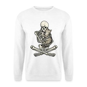 Squelette, Chat, Halloween - Sweat-shirt Unisexe - blanc - Devant