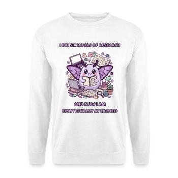 Six heures de recherche, émotionnellement attachée - Sweat-shirt Unisexe - blanc - Devant