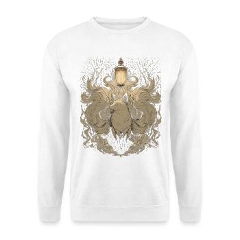 Kitsune Neunschwänziger Fuchs Mit Laterne - Unisex Pullover - Weiß - Vorne