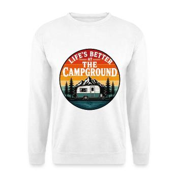 Lifes Better at the Campground Retro Camping - Unisex Pullover - Weiß - Vorne