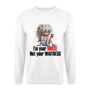 Tired Nurse Coffee Cartoon - Unisex Pullover - Weiß - Vorne