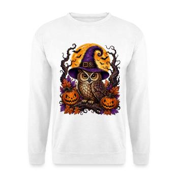 Owl with witch hat and pumpkin for Halloween - Unisex Sweatshirt - white - Front