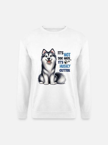 Husky Glitter Funny Husky Dog Lover Design Merch - Unisex Sweatshirt - white