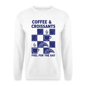 Croissants au café du petit-déjeuner pour la journée - Sweat-shirt Unisexe - blanc - Devant