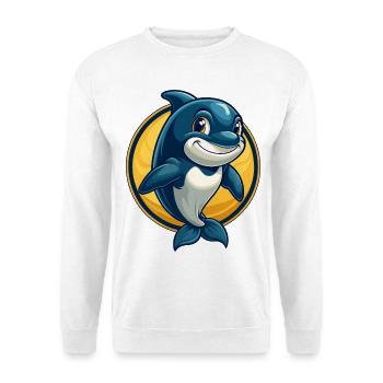 Mascotte Orca Kawaii Personnage de dessin animé Logo clipart - Sweat-shirt Unisexe - blanc - Devant