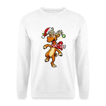 Lustiges Rentier Tanzen Weihnachten Elch - Unisex Pullover - Weiß - Vorne