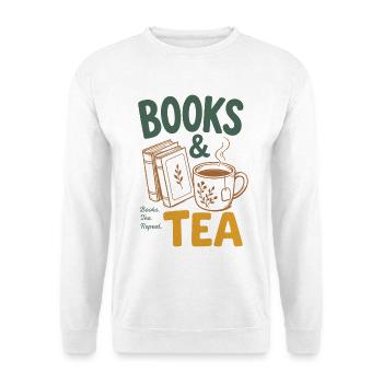 Books And Tea - Books & Tea Fans, Bookworm Reading - Unisex Sweatshirt - white - Front