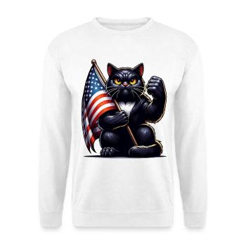 Schwarze Katze Grumpy Black Cat - Unisex Pullover - Weiß - Vorne