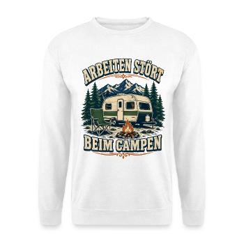 Arbeiten stört beim Campen – Bergcamping - Unisex Pullover - Weiß - Vorne