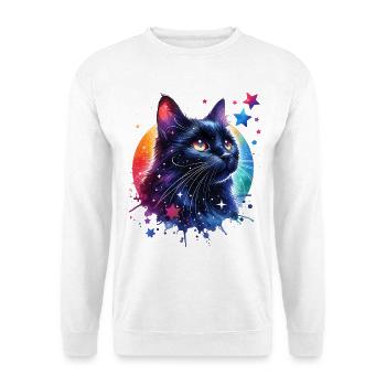 Schwarze Katze Motiv - Unisex Pullover - Weiß - Vorne