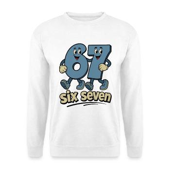 six seven | Zahlenduo 6 und 7 | Fröhliche Ziffern - Unisex Pullover - Weiß - Vorne
