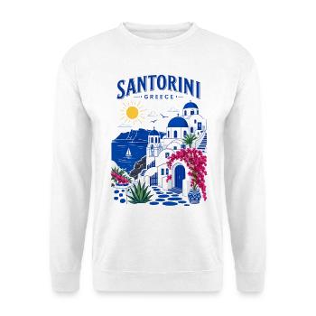Santorini, Griechenland, Reisedesign - Unisex Pullover - Weiß - Vorne