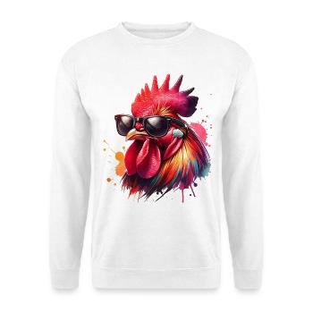 rooster motif - Unisex Sweatshirt - white - Front