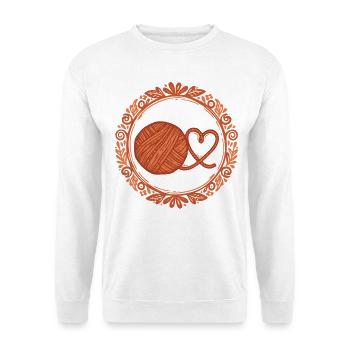 Häkelgarnherz Lustiger Häkel-Liebhaber Muttertag - Unisex Pullover - Weiß - Vorne
