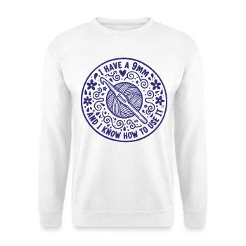 Crochet Lover Knitting Ich habe eine 9mm. - Unisex Pullover - Weiß - Vorne