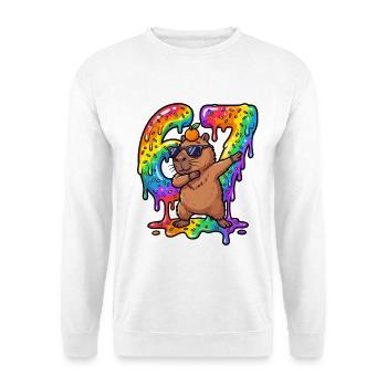 67 Dabbing Capybara Six Seven Meme Brainrot Kids - Unisex Sweatshirt - white - Front
