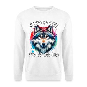 Grauwolf Save Timber Wolf - Unisex Pullover - Weiß - Vorne
