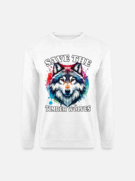 Grauwolf Save Timber Wolf - Unisex Pullover - Weiß