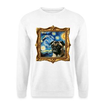 Mops Starry Night - Unisex Pullover - Weiß - Vorne