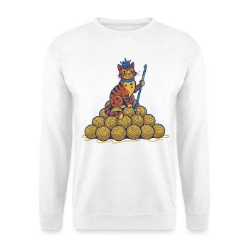 Crochet Cat Queen Lustiger Häkelgarnliebhaber-Stil - Unisex Pullover - Weiß - Vorne