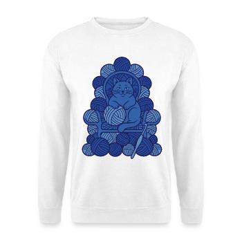 Lustige Häkelkatzen-Häkel-Garn-Liebhaber - Unisex Pullover - Weiß - Vorne