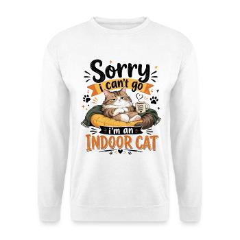 Hauskatze kuschelt sich in Decke und Becher. - Unisex Pullover - Weiß - Vorne