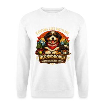 Ich liebe das Leben mit meinem Bernedoodle - Unisex Pullover - Weiß - Vorne