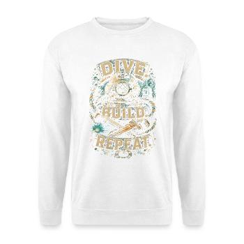 Berufstaucher Industrietaucher Dive Build Repeat - Unisex Pullover - Weiß - Vorne