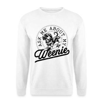 Dackel auf Skateboard – Cooler Weenie Dog Vintage - Unisex Pullover - Weiß - Vorne