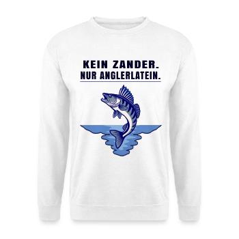 Anglerlatein Spruch – Zander Angler Motiv - Unisex Pullover - Weiß - Vorne