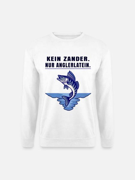 Anglerlatein Spruch – Zander Angler Motiv - Unisex Pullover - Weiß