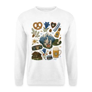 Bavière | Alpes, bretzels et un sentiment de foyer - Sweat-shirt Unisexe - blanc - Devant