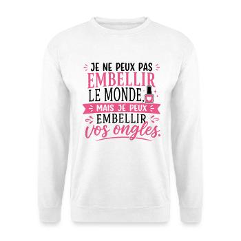 Prothésiste Ongulaire Cadeau humour personnalisé - Sweat-shirt Unisexe - blanc - Devant