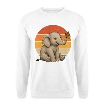 Elefant und Schmetterling - Unisex Pullover - Weiß - Vorne