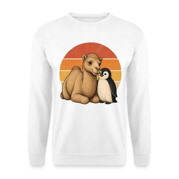 Kamel und Pinguin - Unisex Pullover - Weiß - Vorne