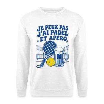 Je Peux Pas J'ai Padel et Apéro Humour - Sweat-shirt Unisexe - blanc - Devant