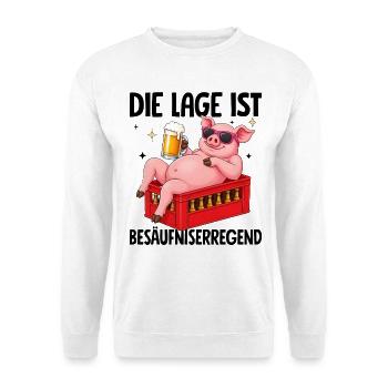 Die Lage Ist Besäufniserregend Schwein Bier - Unisex Pullover - Weiß - Vorne
