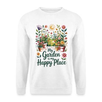 Garden Happy Place Sun Flowers Gift - Unisex Sweatshirt - white - Front