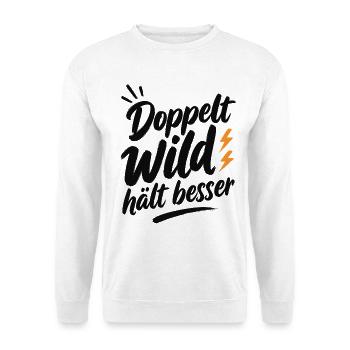 Doppelt_Wild_haelt_besser_Schwarz - Unisex Pullover - Weiß - Vorne