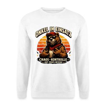 Onkel im Einsatz – Chaos-Kontrolle mit Bär - Unisex Pullover - Weiß - Vorne