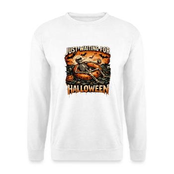 Attendant l’anticipation du squelette d’Halloween - Sweat-shirt Unisexe - blanc - Devant