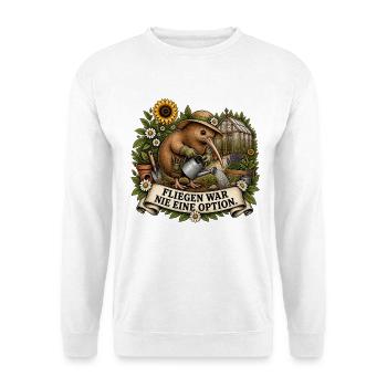 Kiwi Gärtner – Fliegen war nie eine Option - Unisex Pullover - Weiß - Vorne